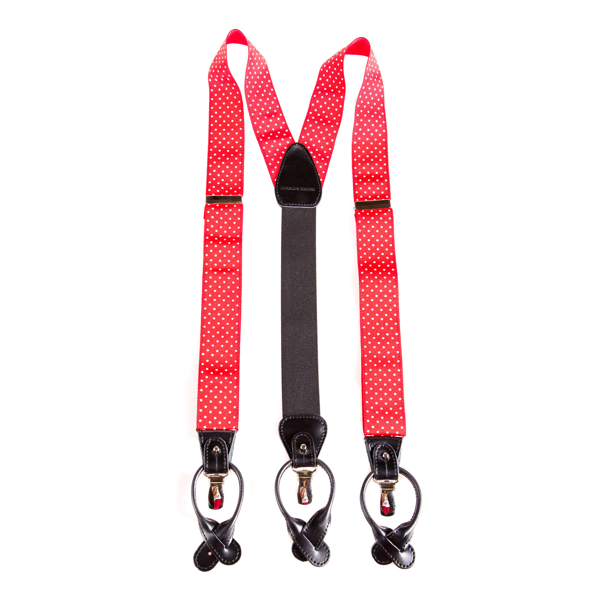 Red with White Dots Satin Suspenders