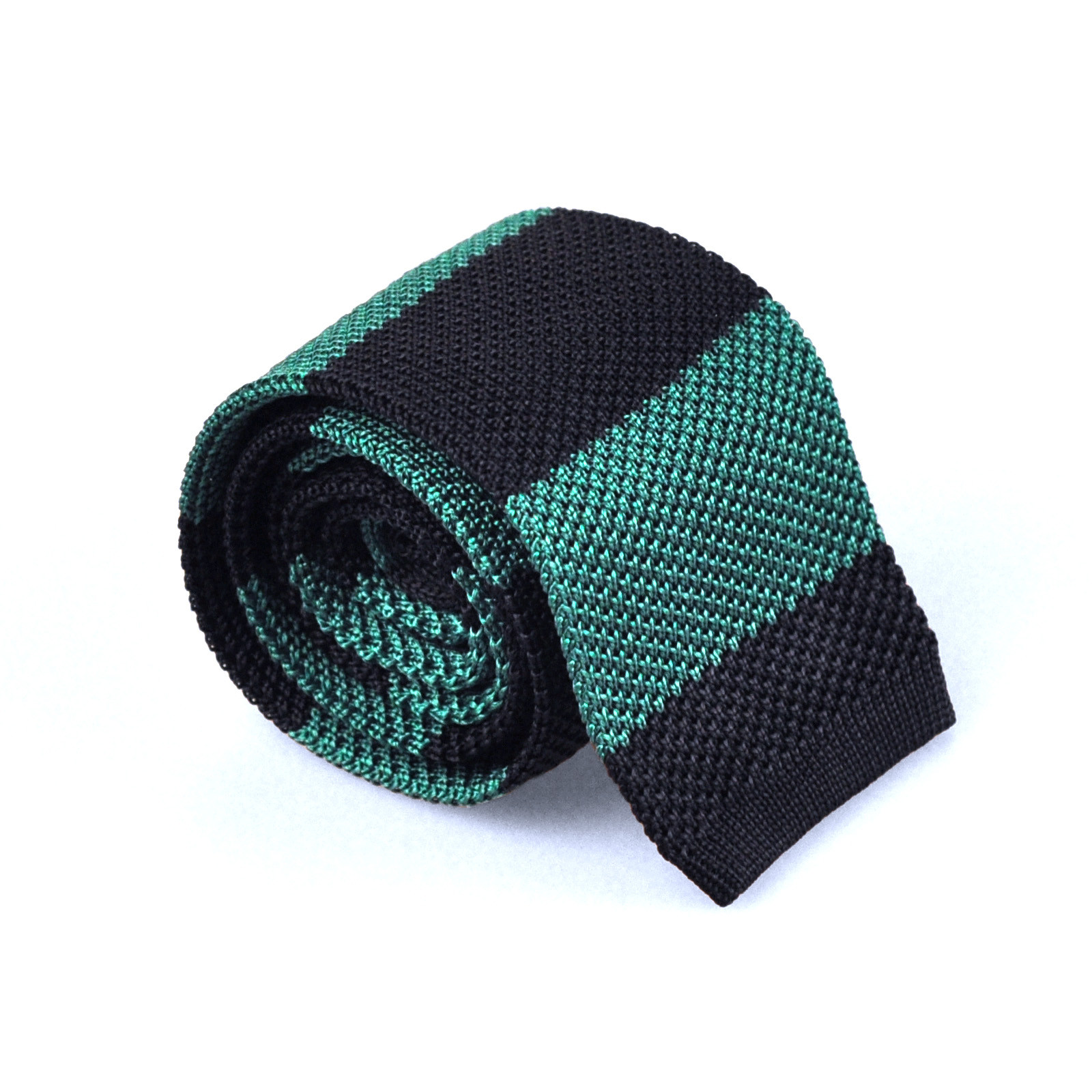 Blue & Green Stripe Silk Knit Tie