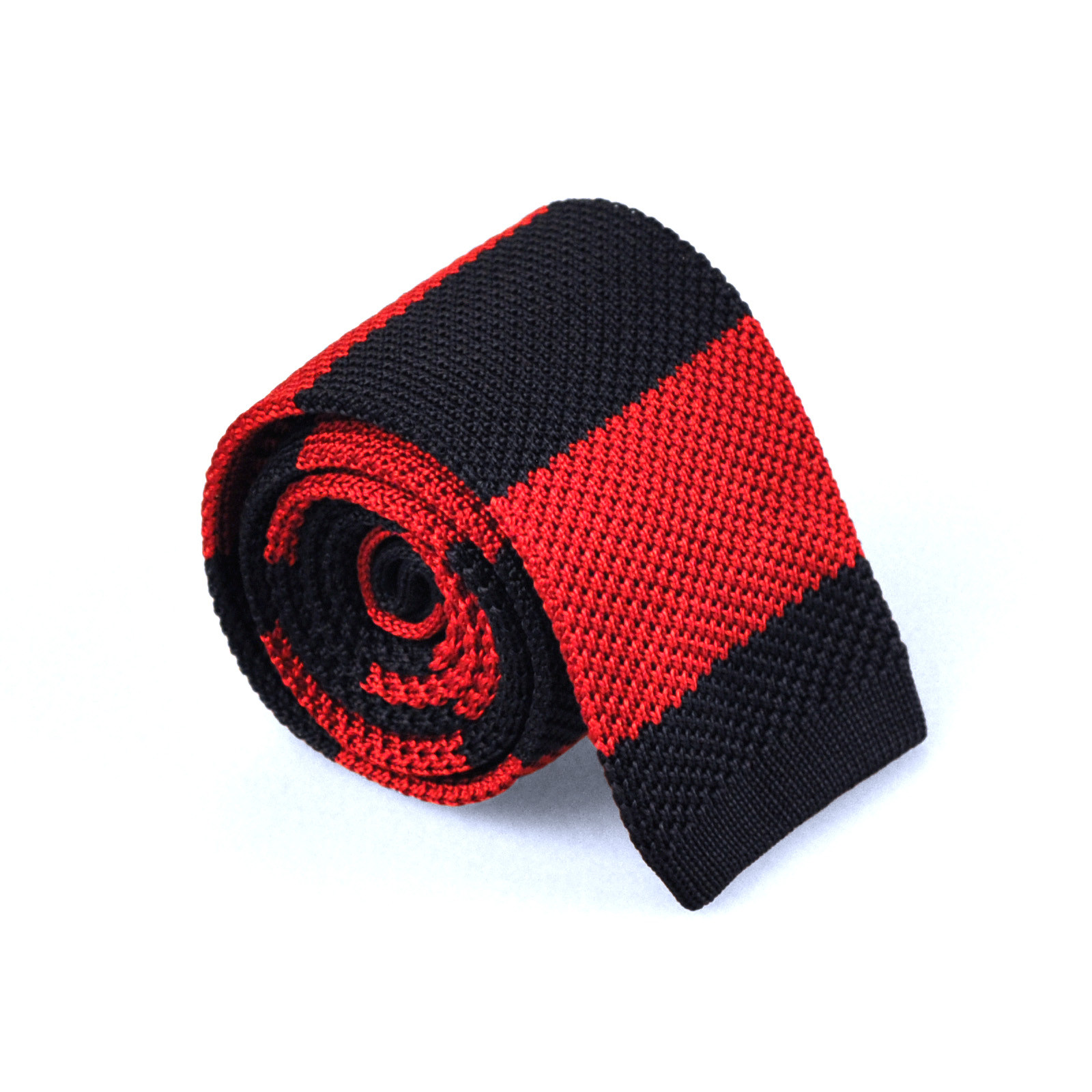 Blue & Red Stripe Silk Knit Tie