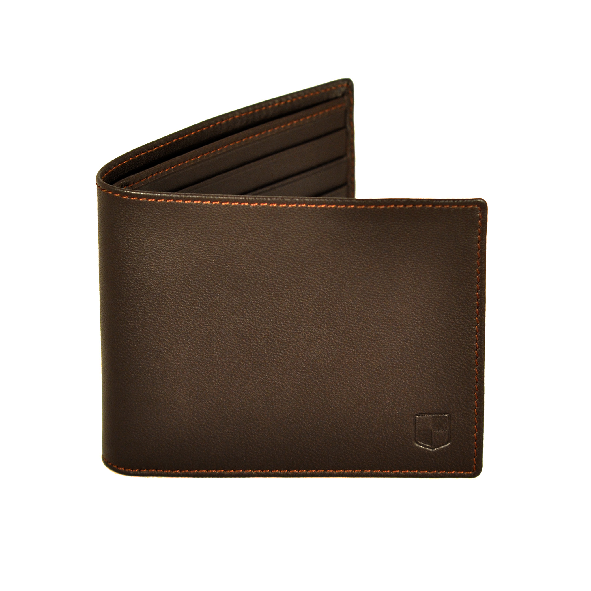 Brown lambskin billfold wallet